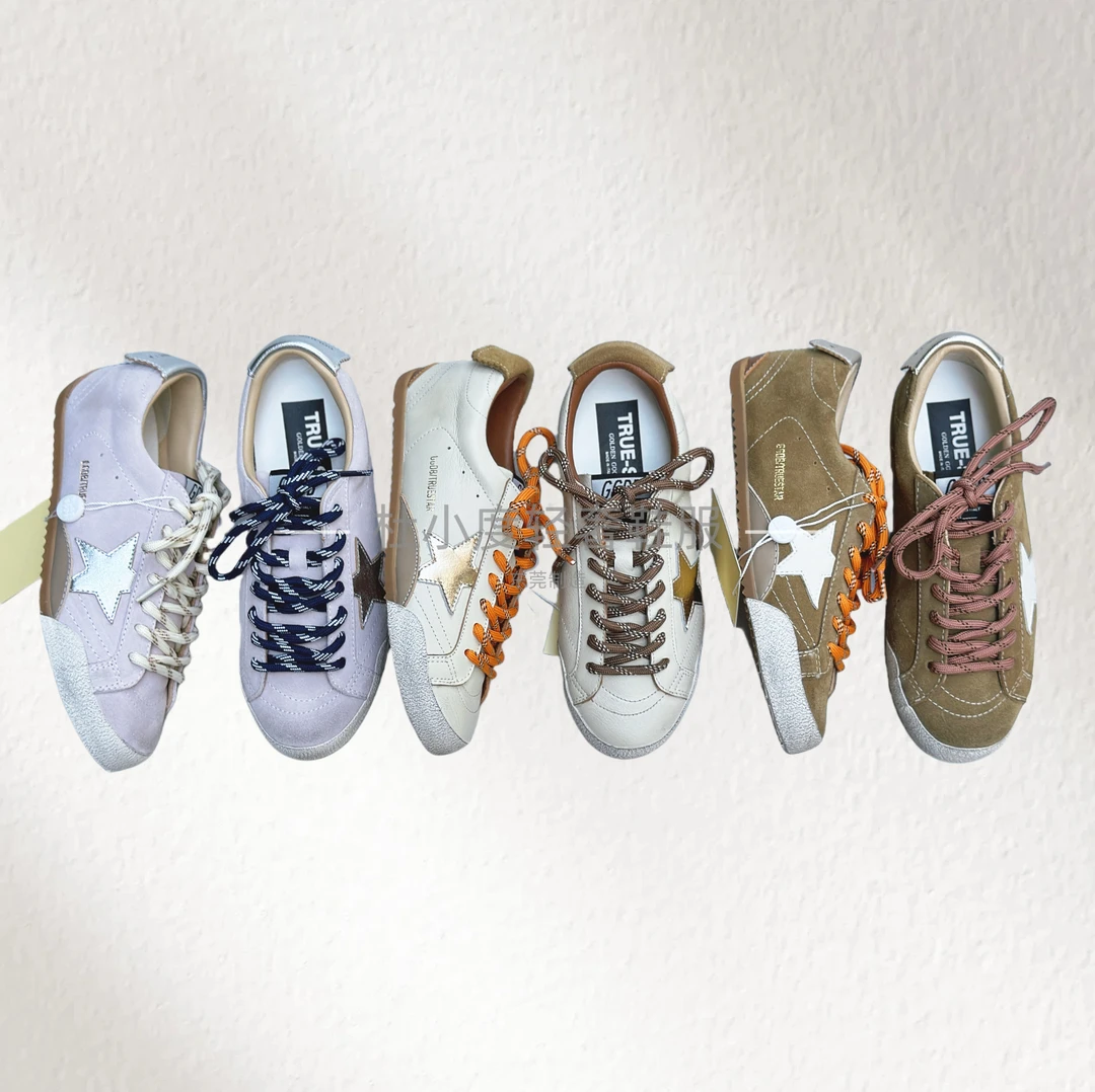 【代购级】星星极简风做旧时尚休闲鞋系带低帮德训板鞋内增高小脏鞋