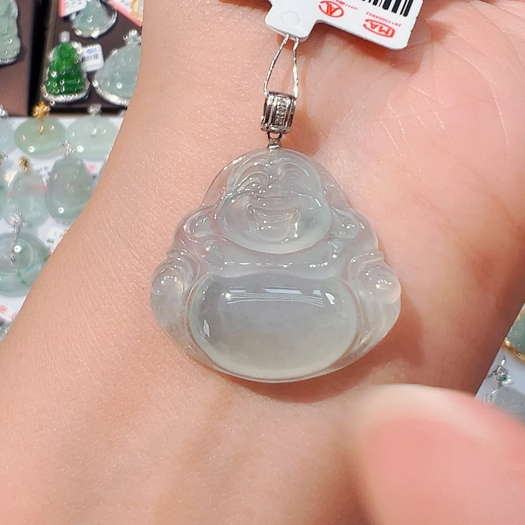 吊坠(不含链)18K金镶嵌翡翠佛公
