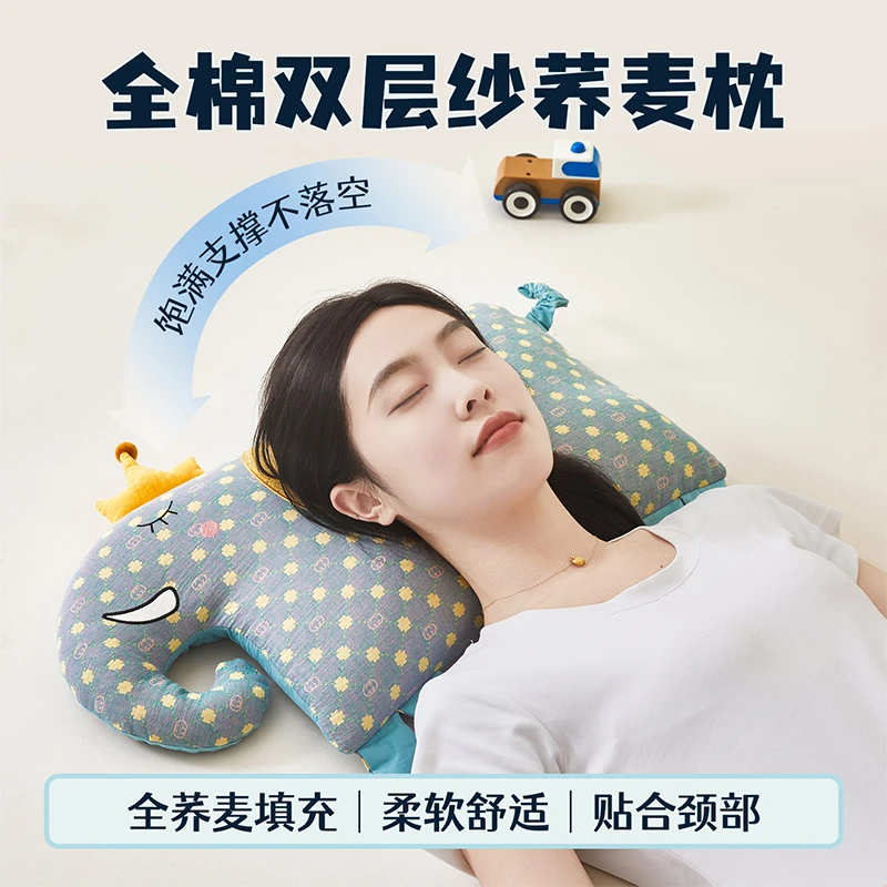 卡通护颈荞麦枕儿童枕头0-1-3-6岁以上幼儿园枕芯小学生四季通用