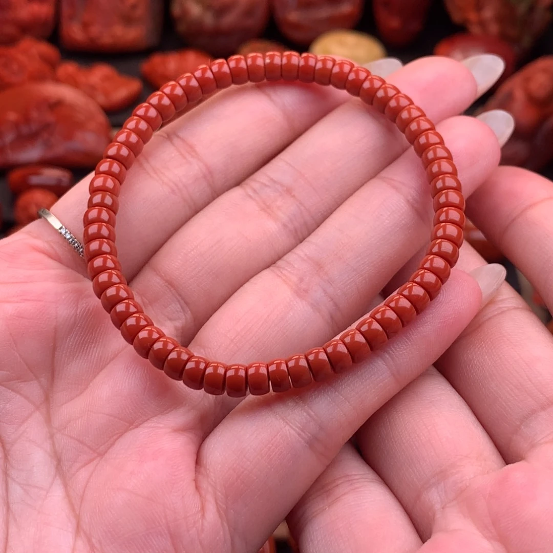 南红玛瑙未镶嵌原矿精工药片手串5.3mm