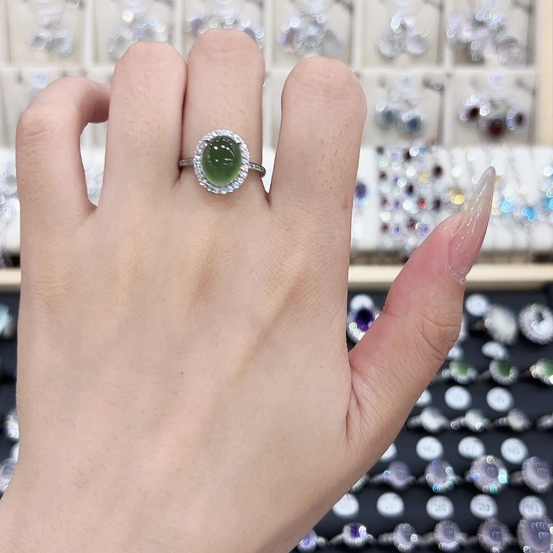 银S925镶嵌蛇纹石玉手链