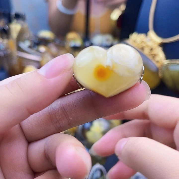 瓷***轩裸石琥珀银S925镶嵌
