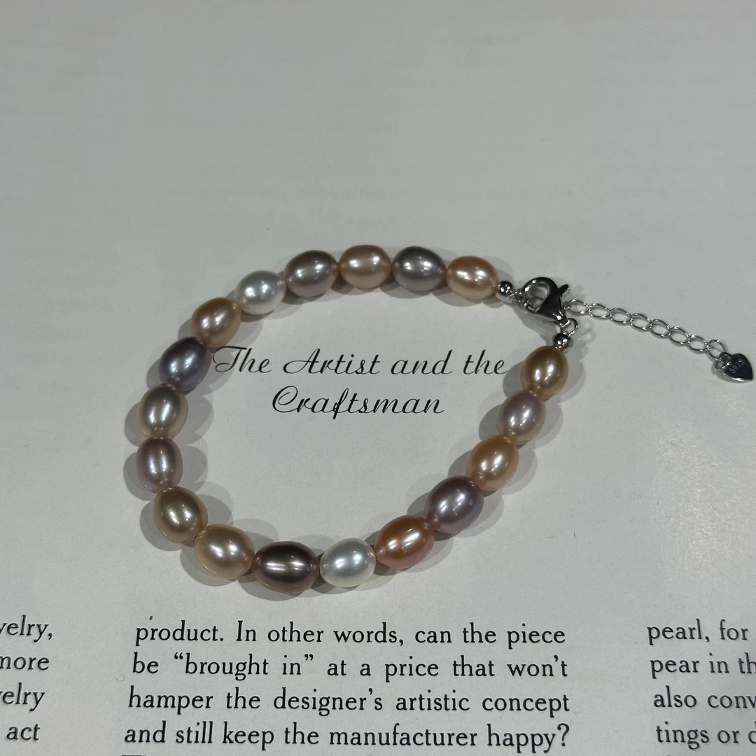 925银手链 日本炫彩大米糖果混彩珠珠手链 ZB251306