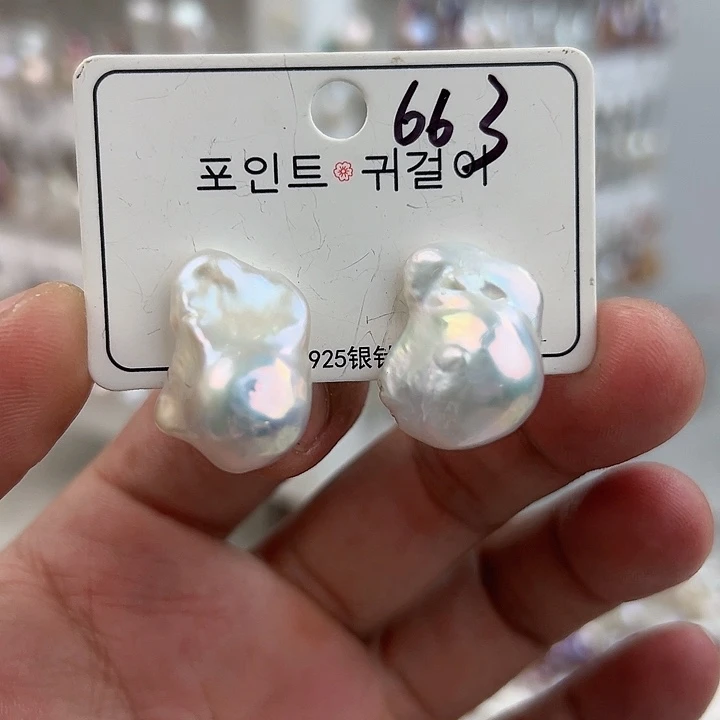 银S925镶嵌淡水珍珠耳饰