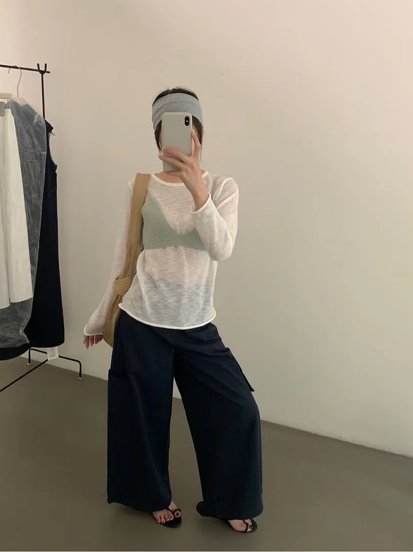 lovely@m2967 韩系小众设计感简约叠穿长袖T吊带背心套装 6-22