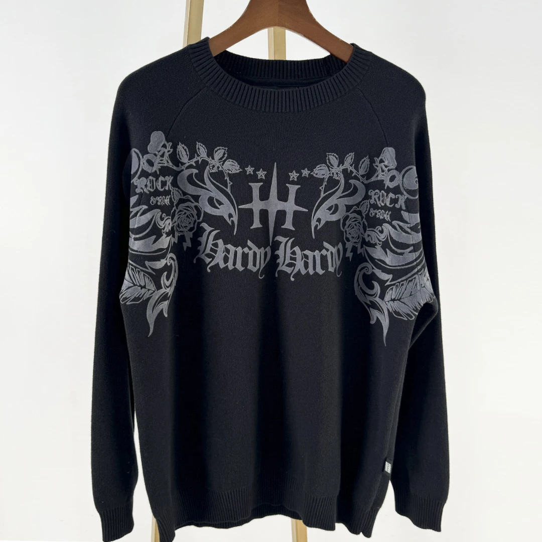 3617 秋冬新款美式休闲圆领潮流字母毛衣男女同款上衣