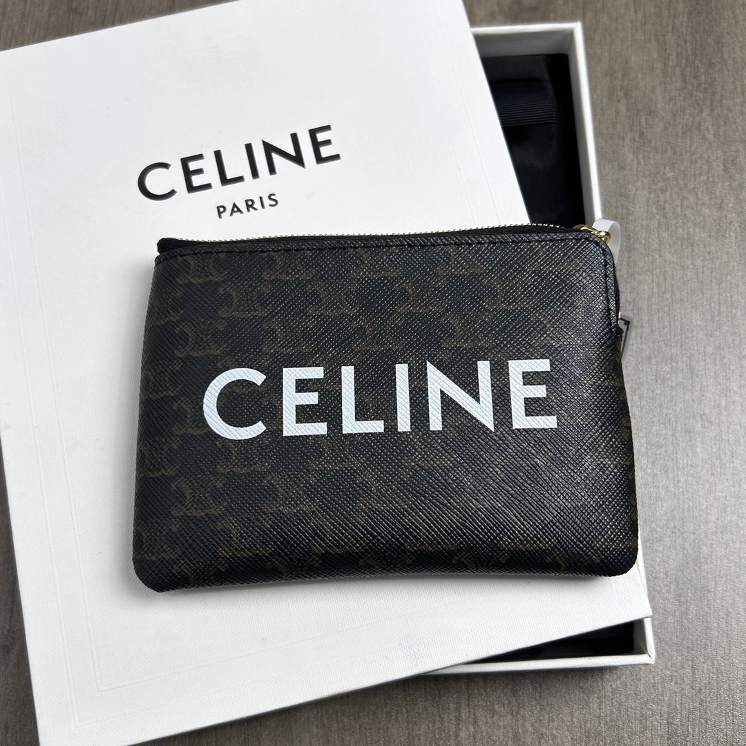 （pm）Celine 经典老花印字凯旋门logo卡包挂包 全新