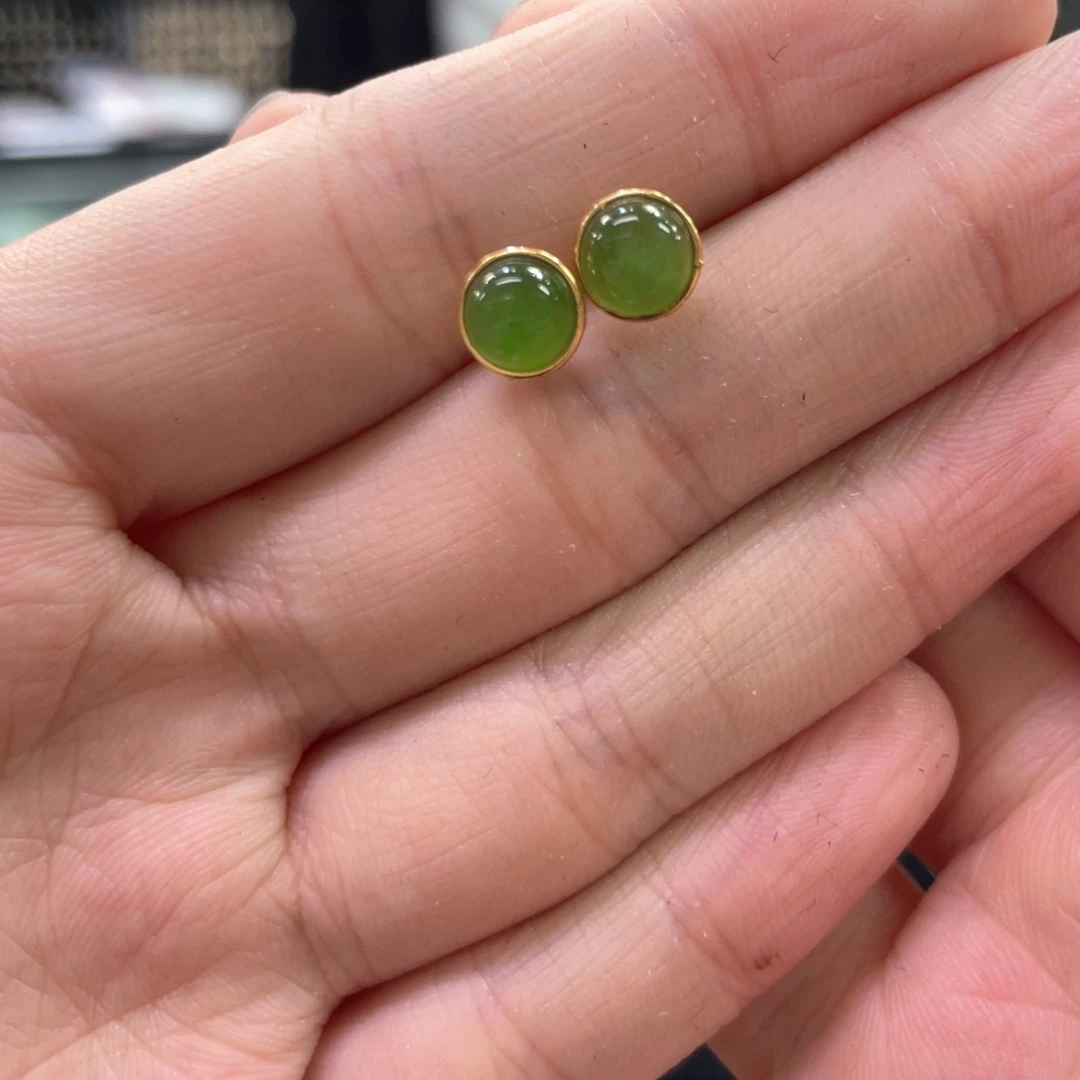 银S925镶嵌和田玉耳饰