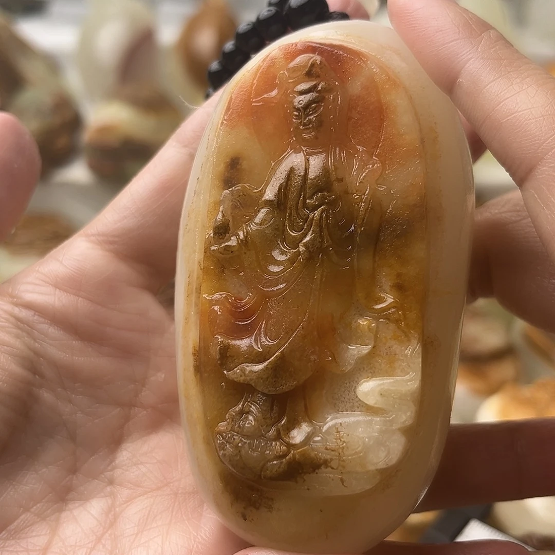 石材古青石不退换观音微瑕