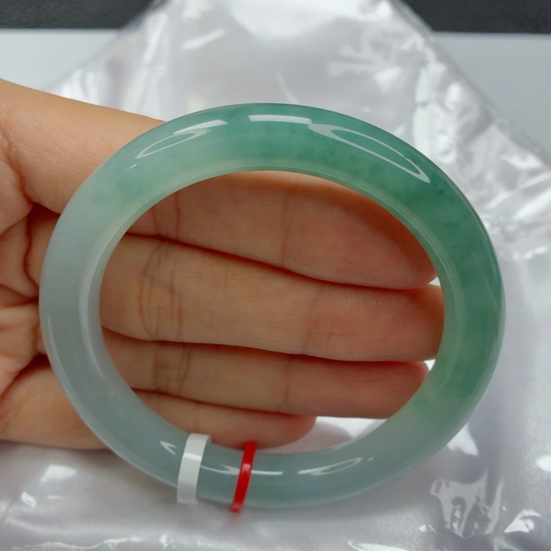 未镶嵌手镯翡翠老坑53圈冰胶润半山水005纹裂瑕疵漏⭐️⭐️