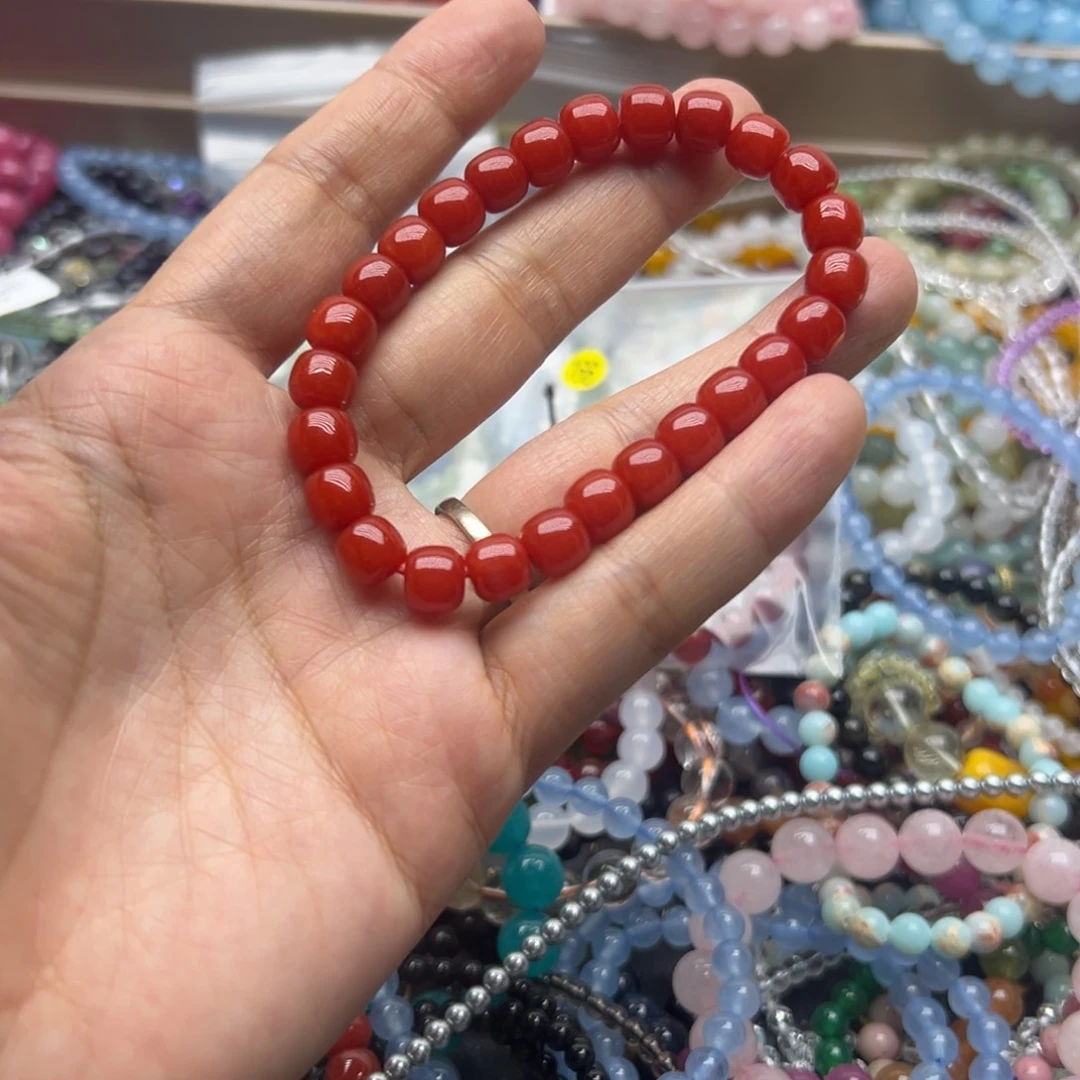 烟晶手链未镶嵌南红8