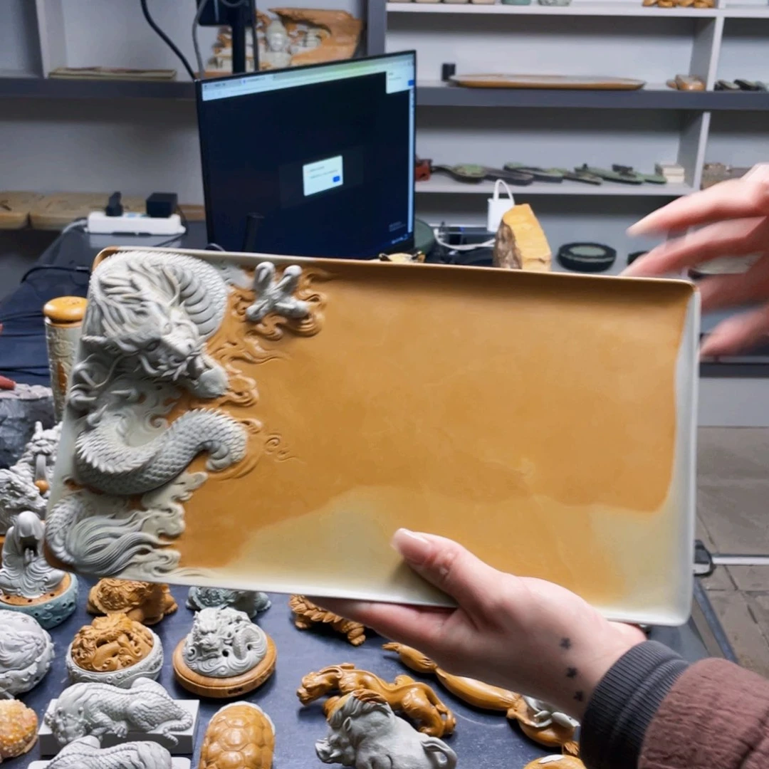 龙行天下干泡台精品手工雕刻