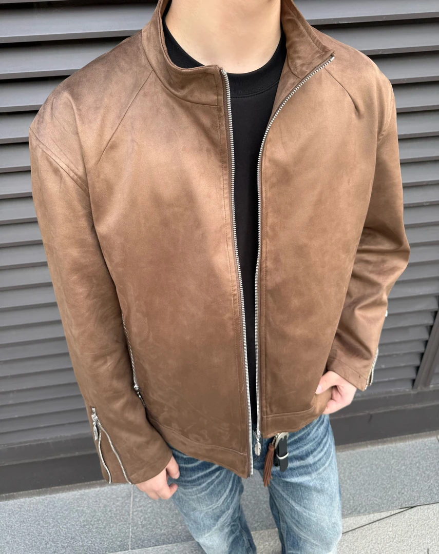 「alone」“极叶”进口仿羊绒麂皮解构多拉链立领夹克外套cleanfit