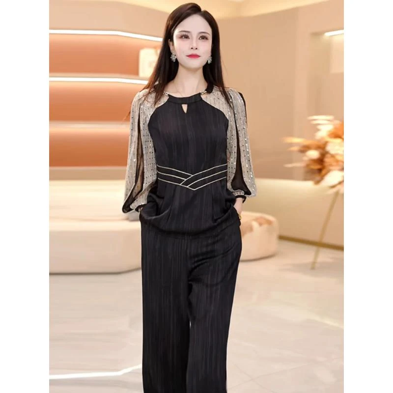 时尚套装女2025年春季新款高级感气质套装裤两件套妈妈装减龄洋气