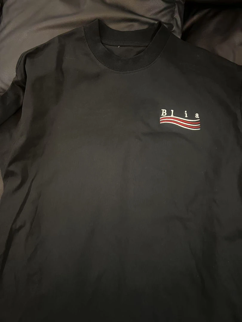 新款小巴风格刺绣海浪印花重磅纯棉短袖男女同款