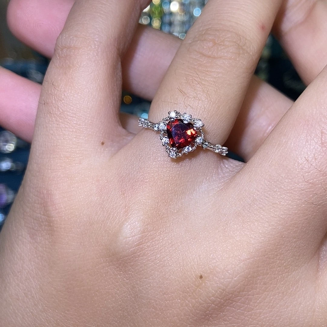 石榴石戒指银S925镶嵌