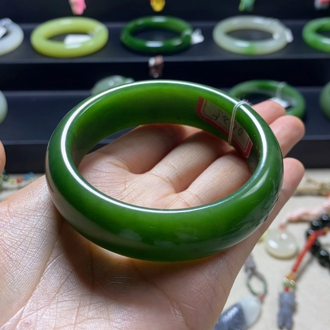 和田玉（碧玉）手镯未镶嵌俄料碧玉轮胎镯