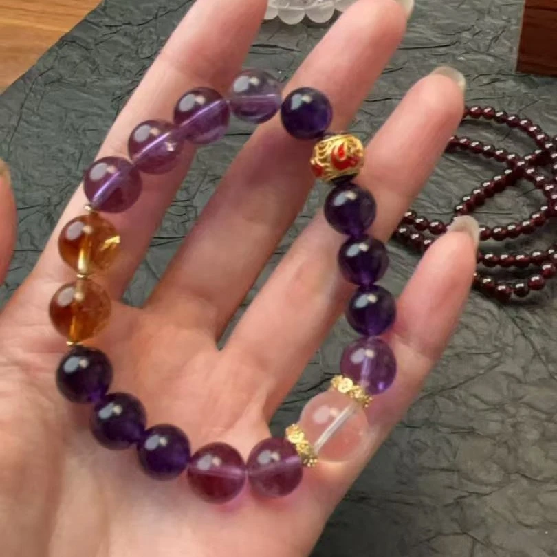 高品质紫水晶 diy 手串