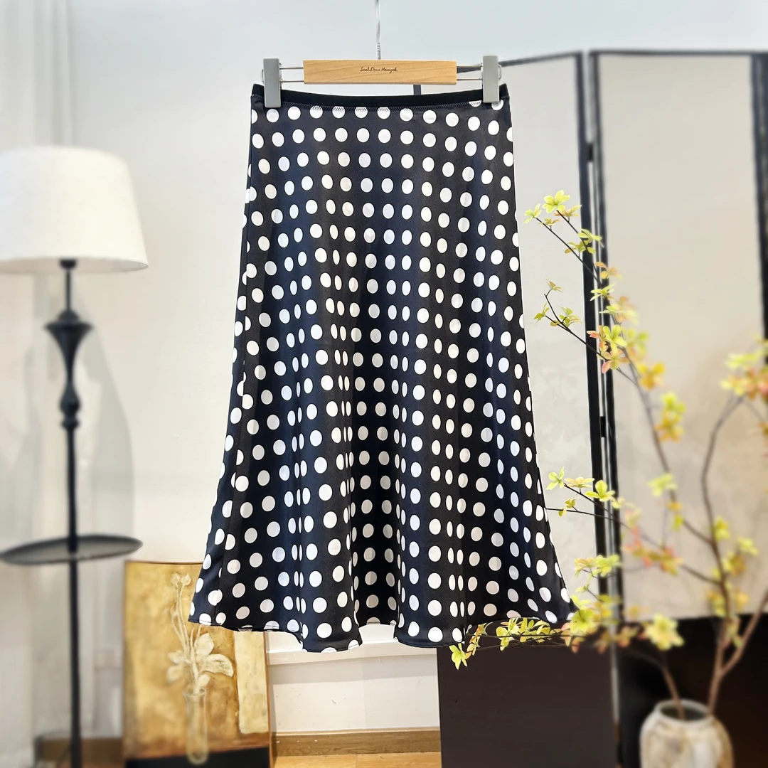 【萨拉迪恩】桑蚕丝时尚波点显瘦女装半身裙