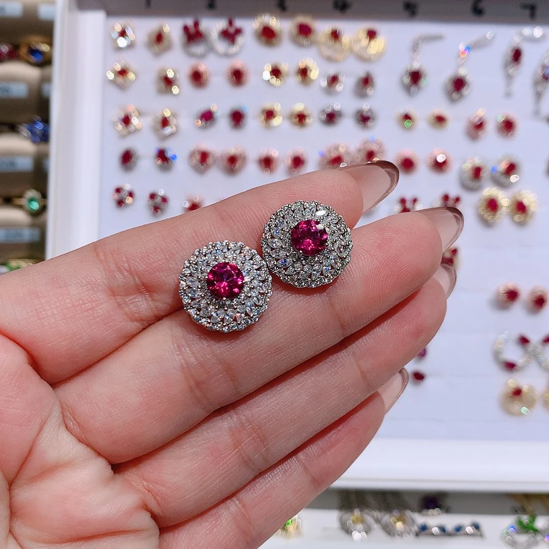 耳饰托帕石银S925镶嵌