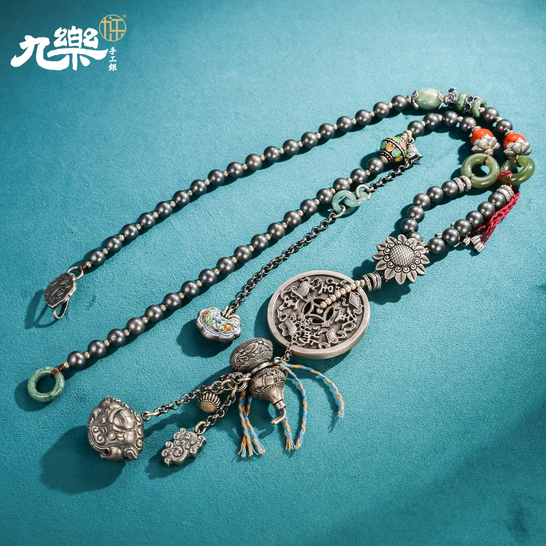 九乐149克志在四方3m银珠12m南红项链