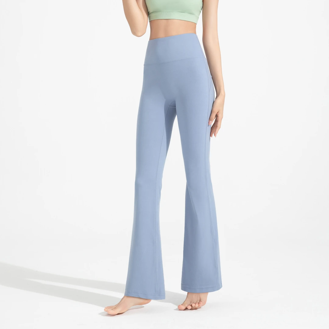 瑜伽喇叭裤女莱卡高腰提臀阔腿裤运动微喇健身裤
