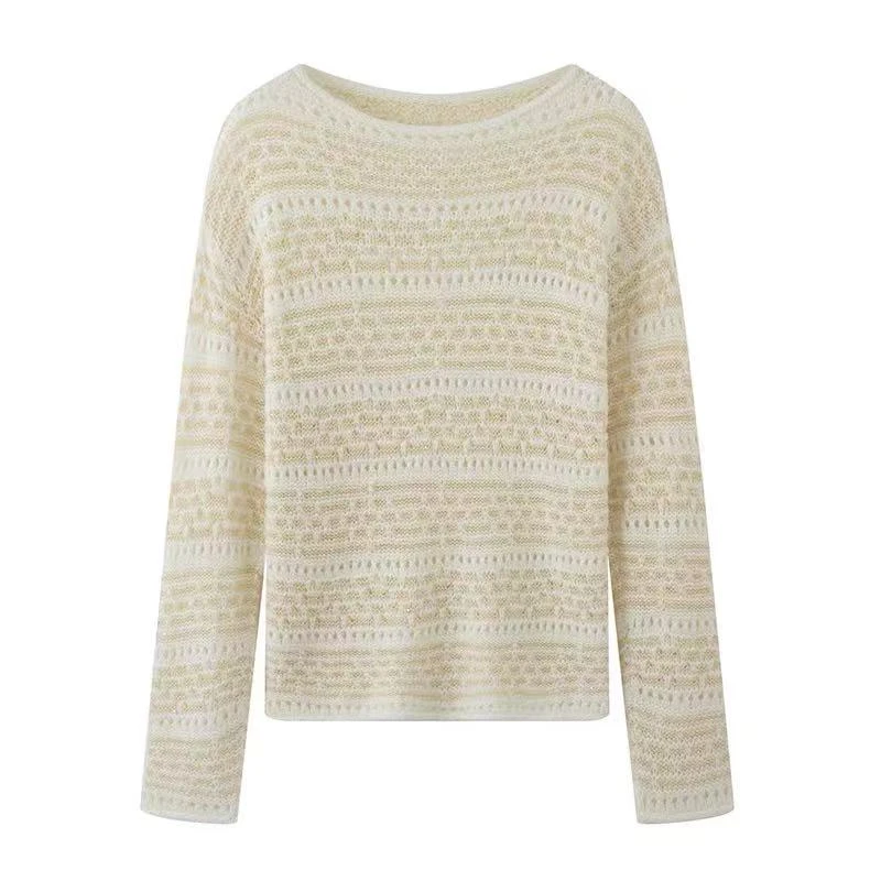 【商场同款】2025秋冬季新款长袖针织女士打底衫宽松网红圆领套头衫