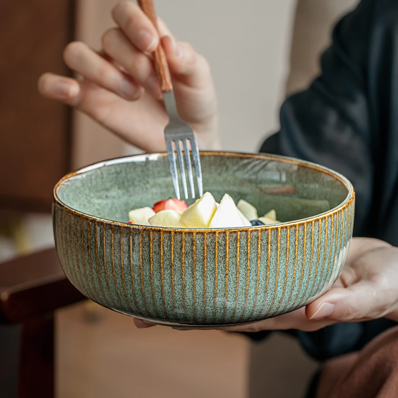 小悠家〖复古星耀浮雕〗6.5英寸面碗窑变陶瓷碗一人食沙拉碗微瑕