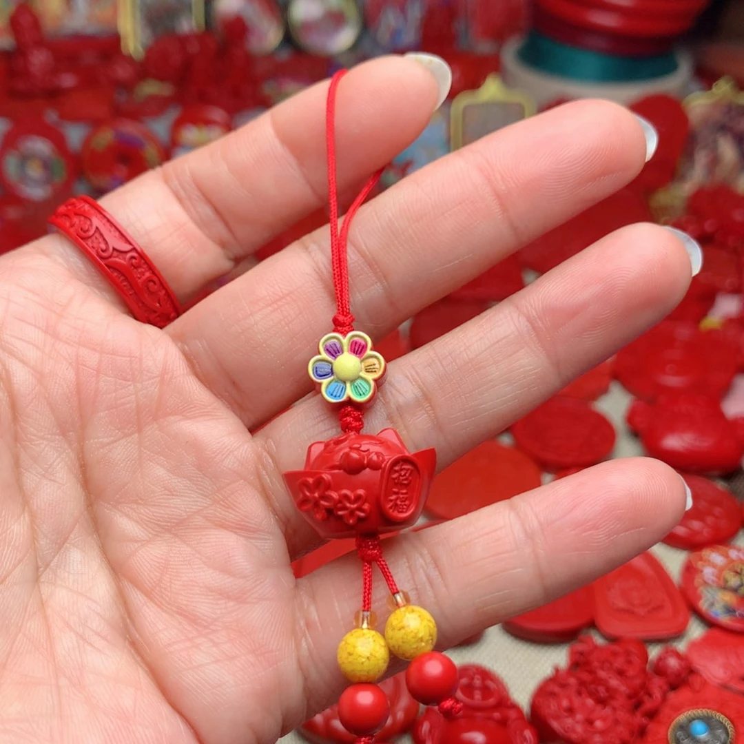 天然辰砂工艺品朱砂手机坠