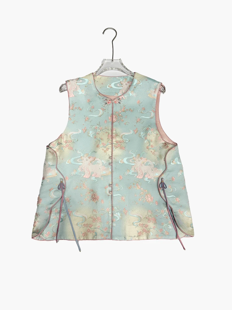 【香绮名夏】非遗新中式改良盘扣织金李德喜白泽马甲