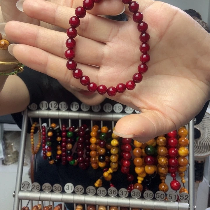 松木固化款琥珀木手串0.6樱桃红余款