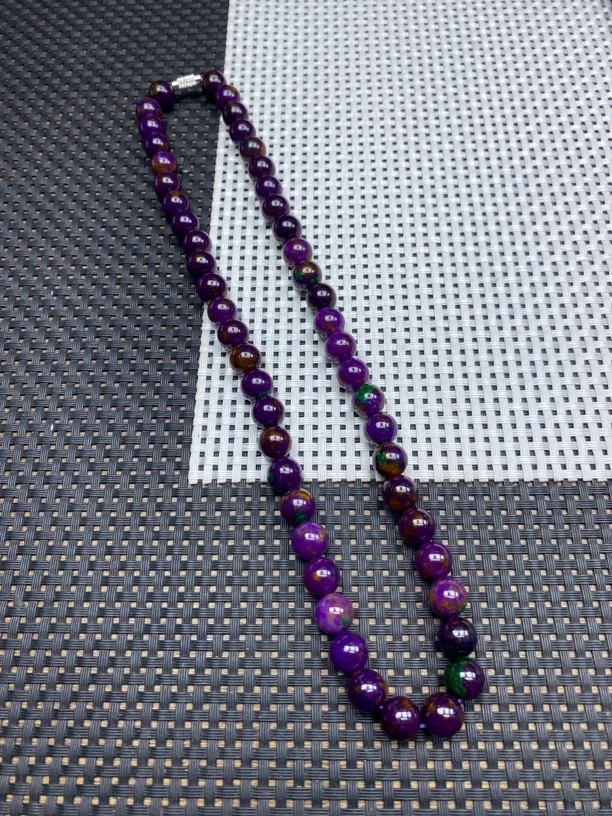 玉化玫瑰紫舒10mm项链108