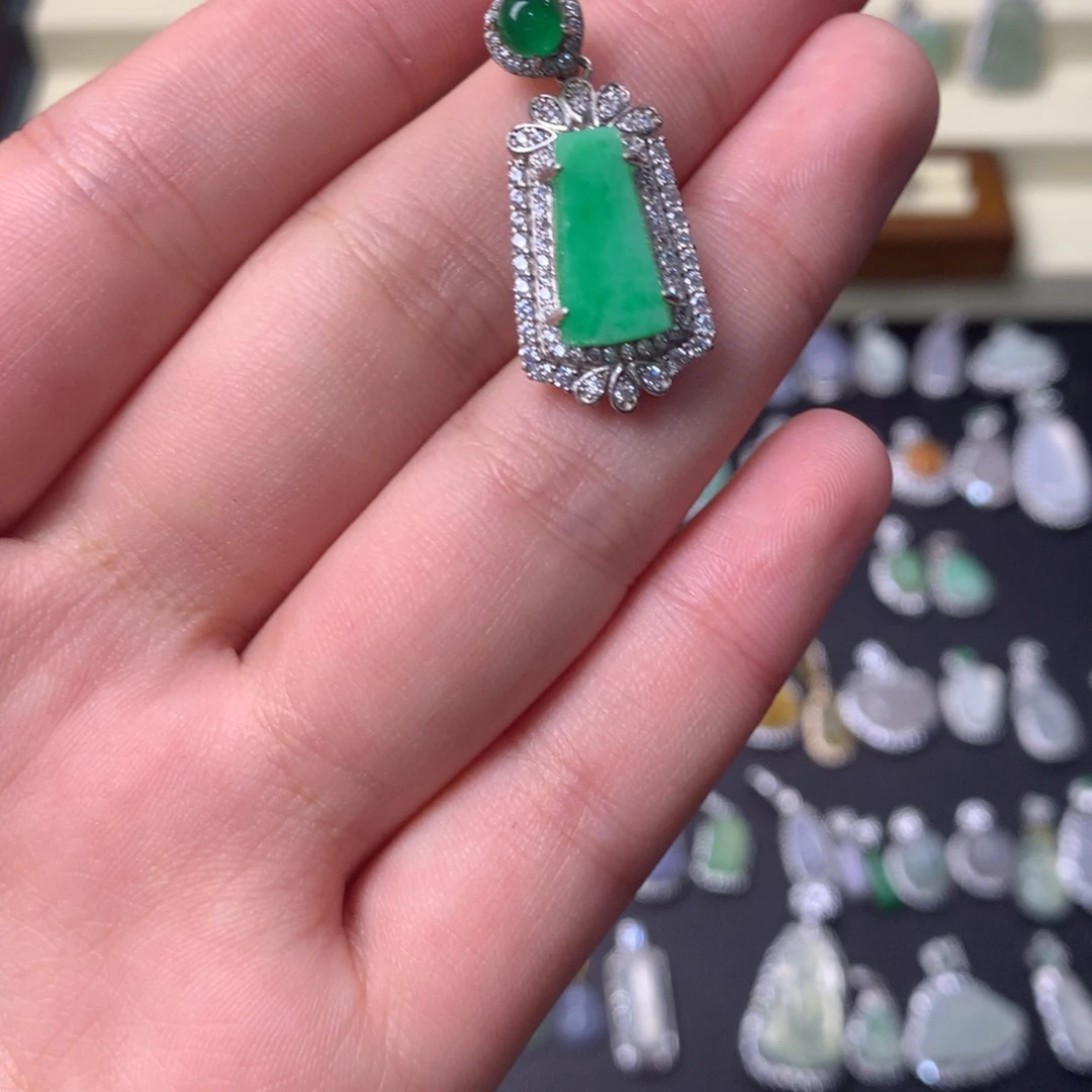 翡翠银S925镶嵌挂件