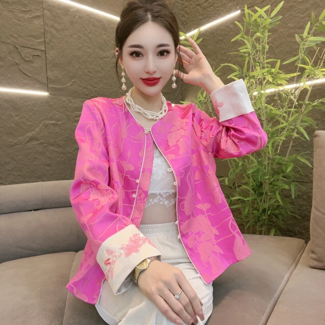 深圳南油乐总-F825-S997款-春季新款国风重工亮片刺绣提花外套