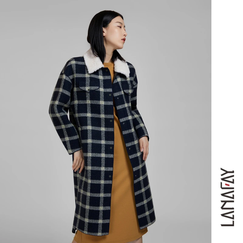 啦娜菲LANAFAY冬款羊羔毛领大衣0D7A3