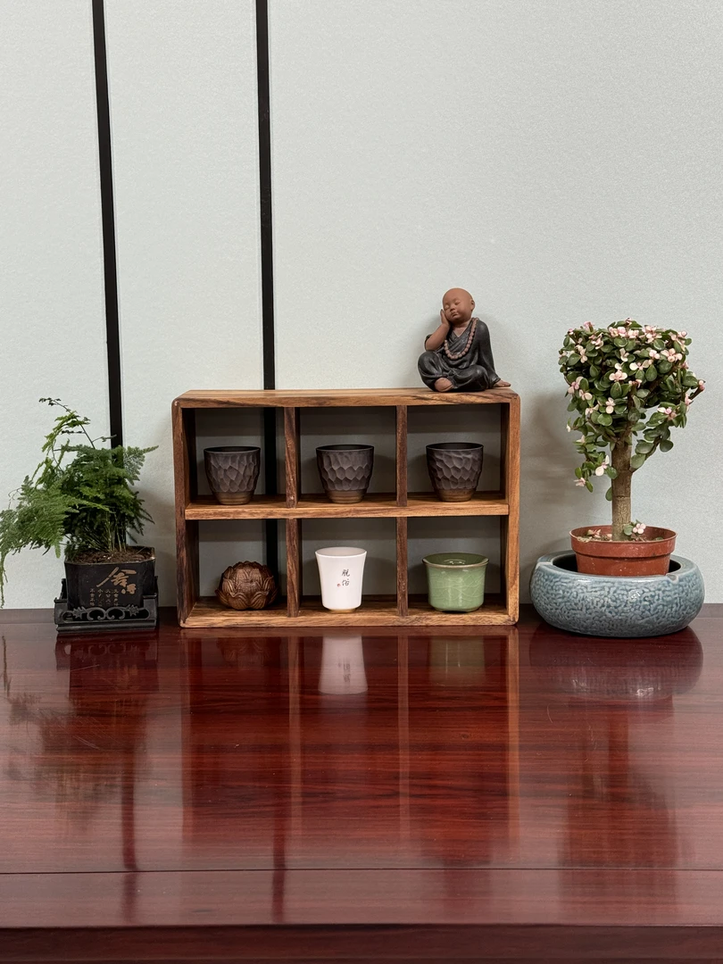 金丝柚木茶杯架茶壶架多宝格茶具博古架手工九宫格简约中式收纳架