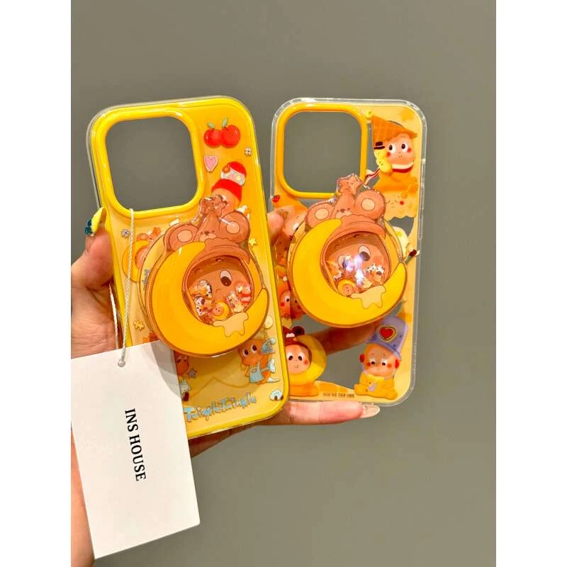 卡通围边月亮星星人摇摇乐磁吸适用iphone16promax苹果15手机壳14