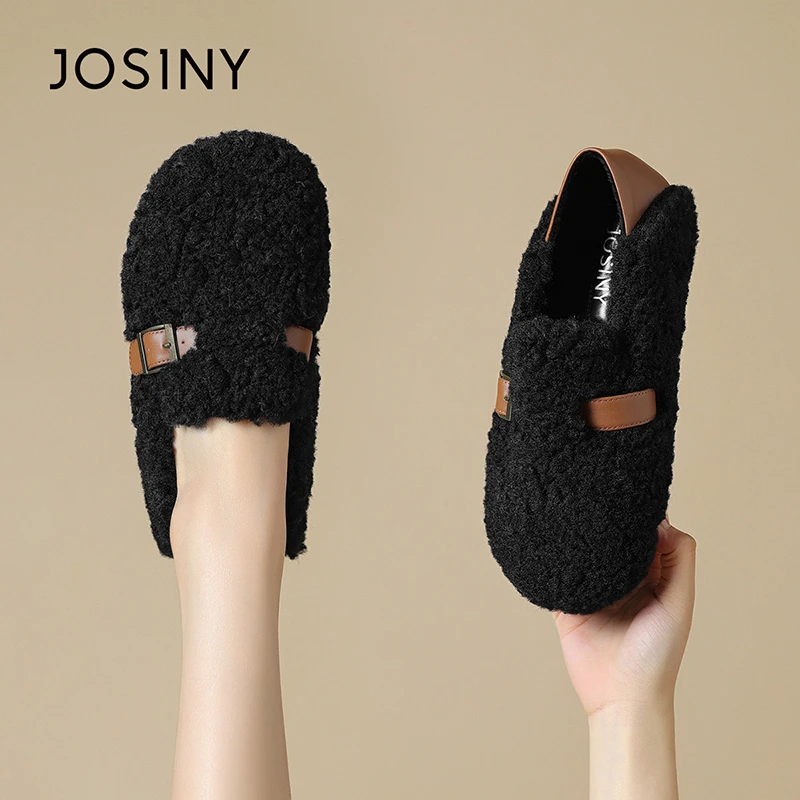 卓诗尼毛毛鞋女款冬外穿2025新款一脚蹬豆豆鞋雪地靴加绒保暖棉鞋