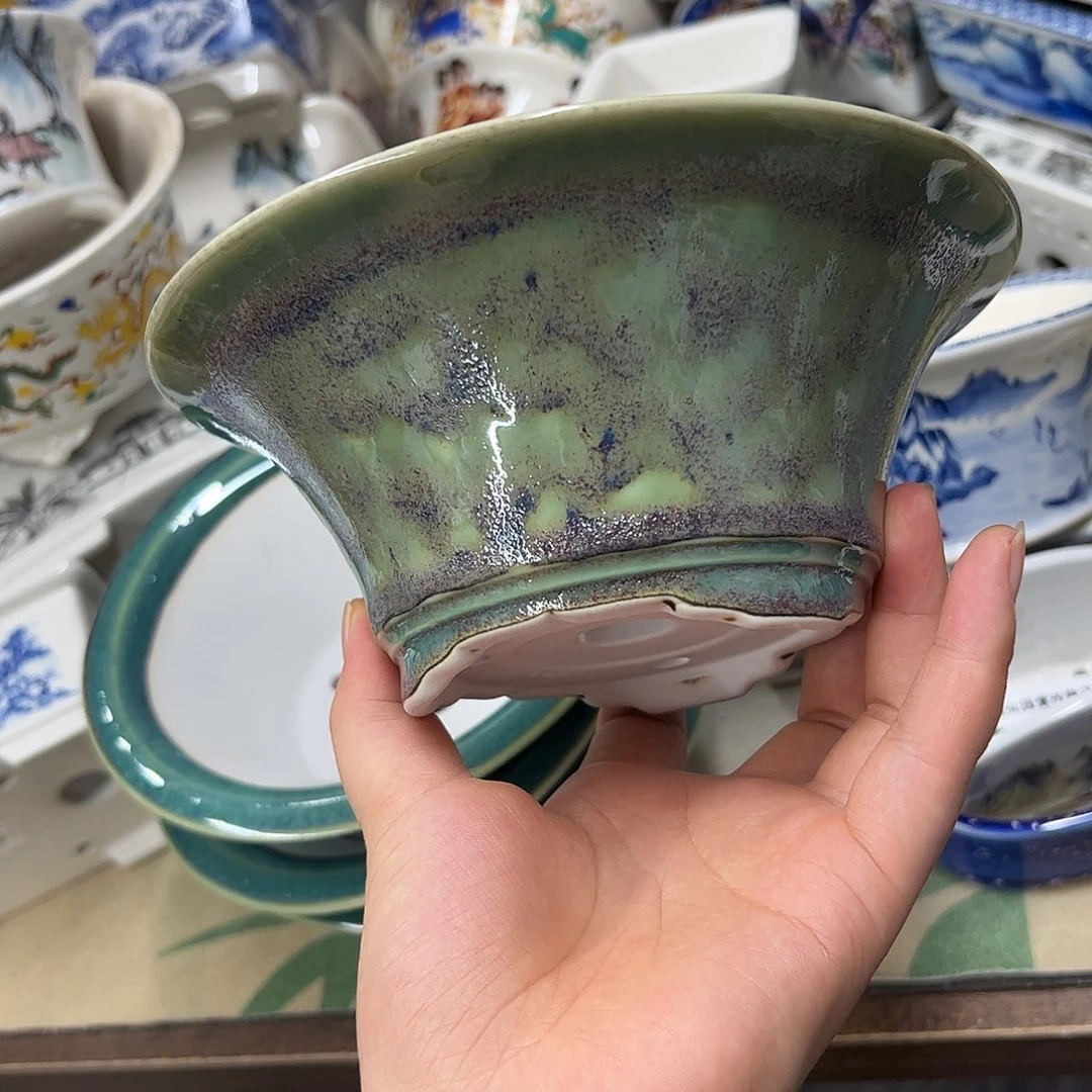 紫砂花盆324号瑕疵17/7cm窑变