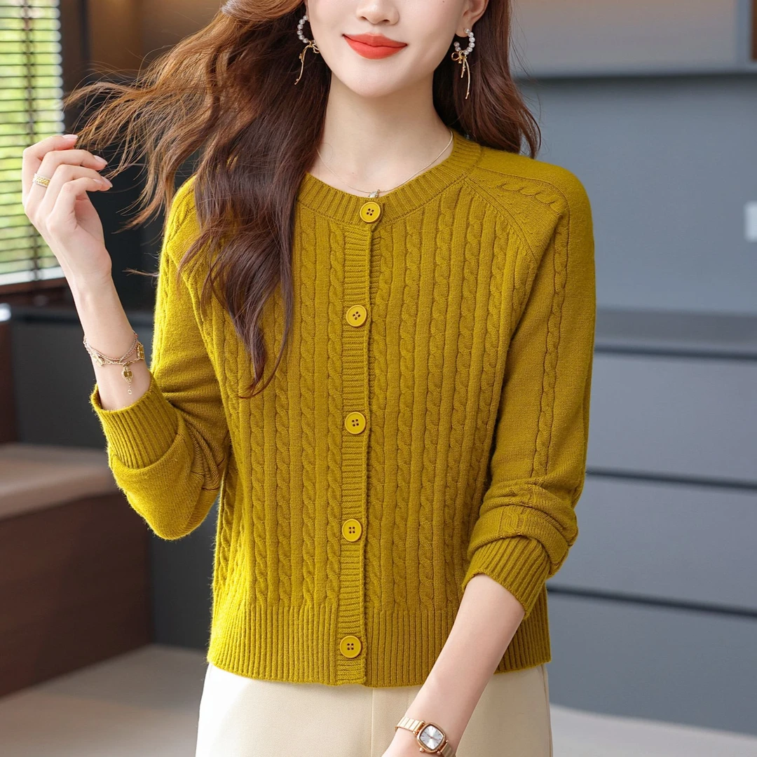 秋季新款长袖开衫女显瘦遮肚子春秋外套亲肤红茶风女士宽松针织衫