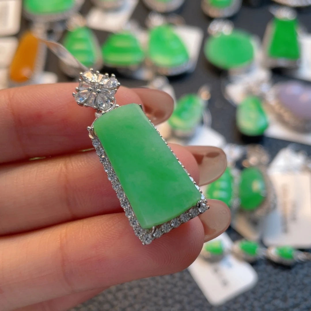 翡翠银S925镶嵌吊坠(不含链)