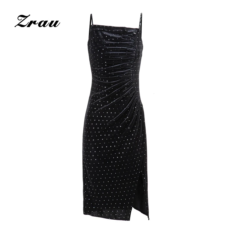 ZRAU优雅轻奢性感丝绒吊带裙91130131063