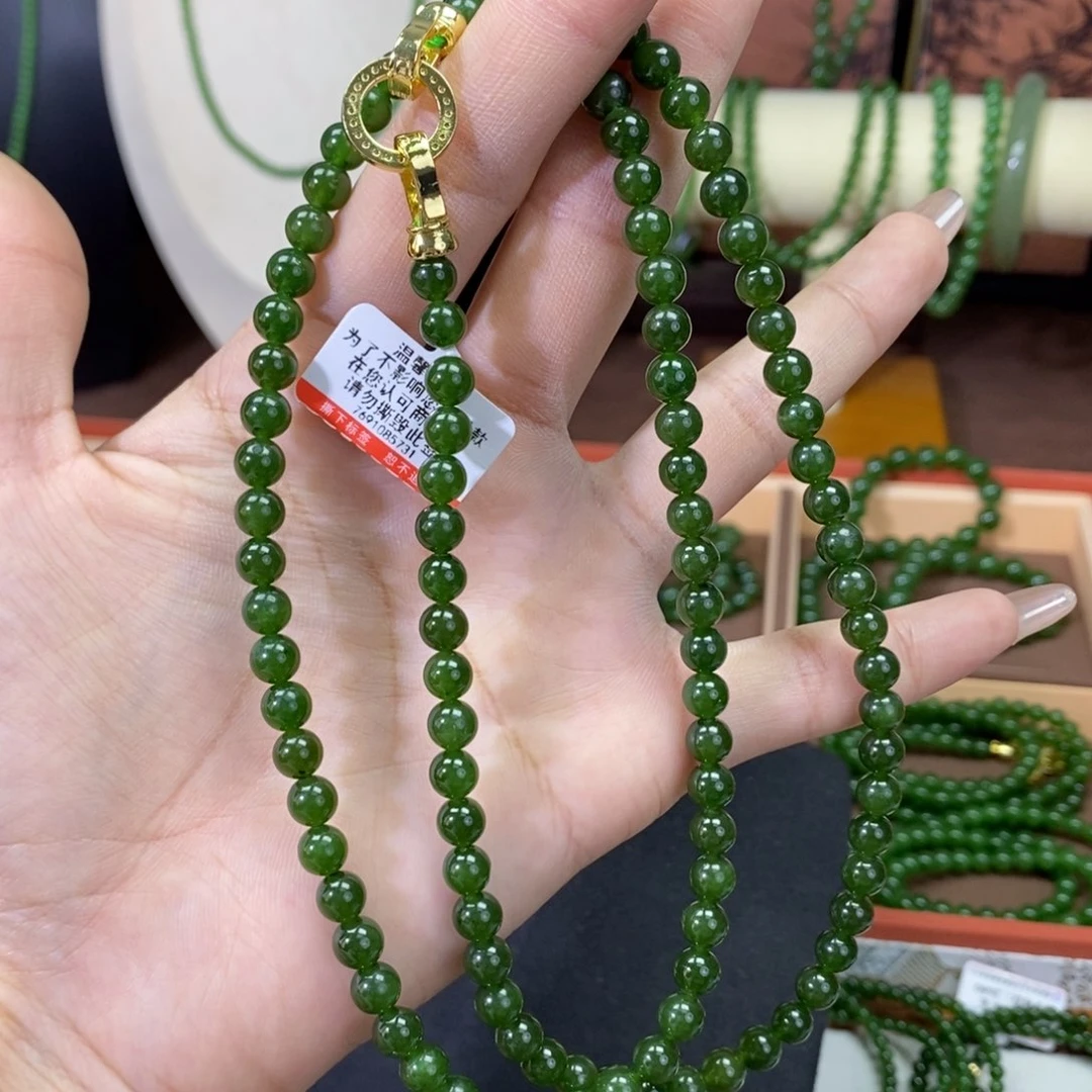 和田玉（碧玉）颈饰未镶嵌菠菜6