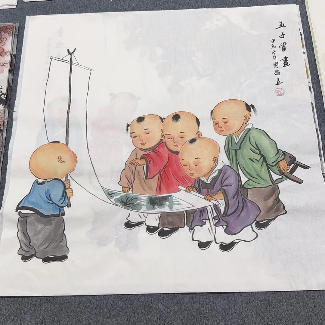 国画尺寸70X70手绘作品