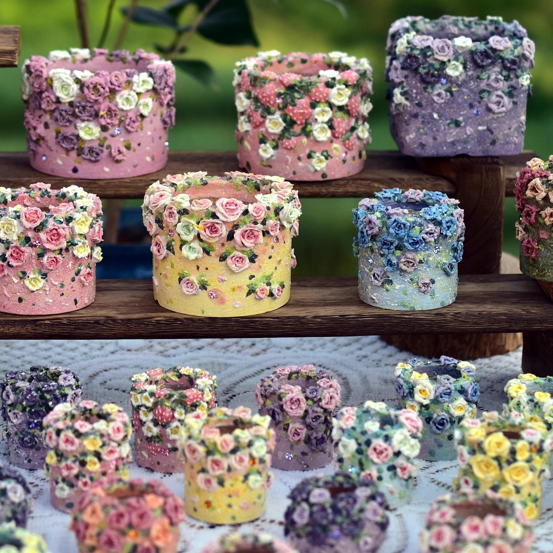 AY阿瑶精品立体铃兰玫瑰花可爱小女孩圆方口拇指透气多肉花盆