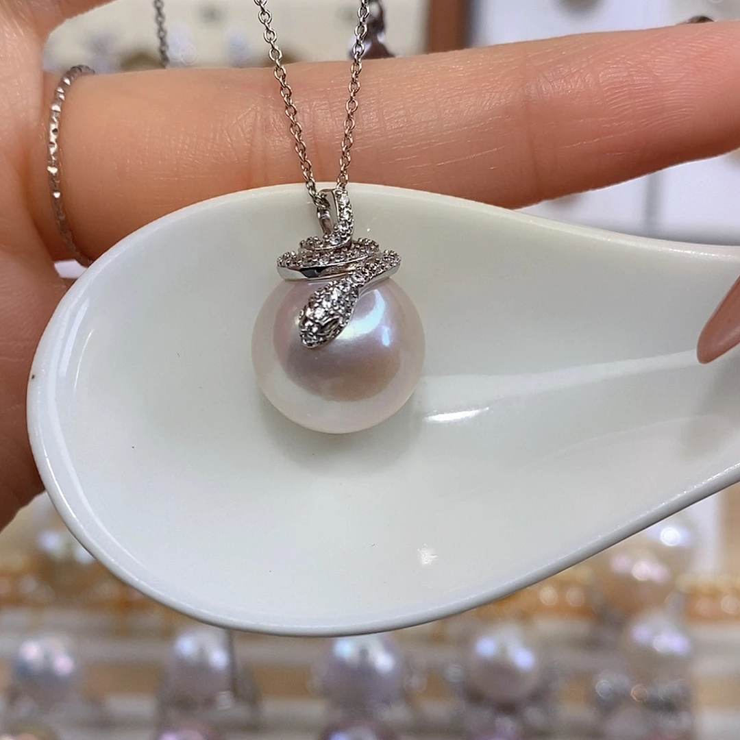 银S925镶嵌颈饰淡水珍珠F