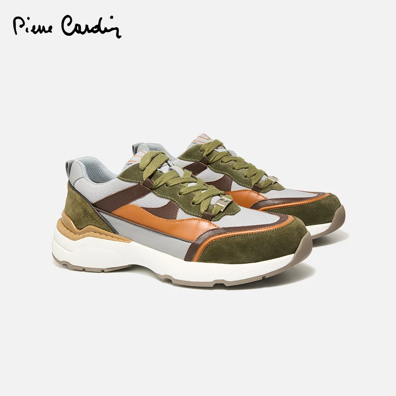 皮尔卡丹 Pierre Cardin 男鞋小牛皮拼接户外男运动鞋P51B1676