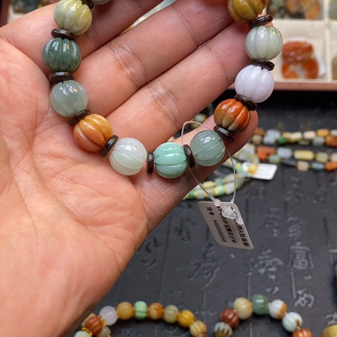 翡翠未镶嵌手串南瓜珠