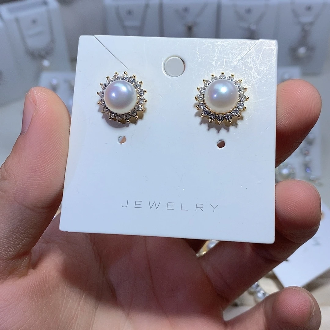 淡水珍珠耳坠银S925镶嵌