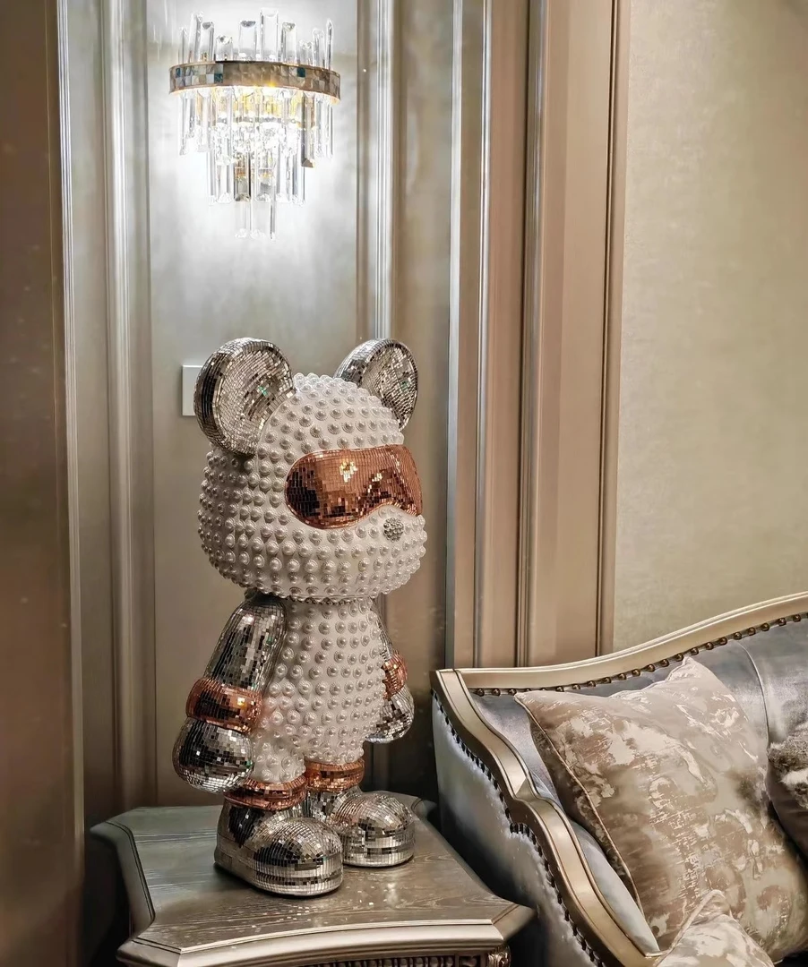 【大雅】50cm电视柜玄关轻奢高档摆件网红纯手工贴片酷酷熊潮玩摆件